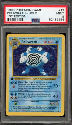 Pokemon Poliwrath Base Set Shadowless 1st Edition Holo Rare #13 PSA 9 Mint - Image 1