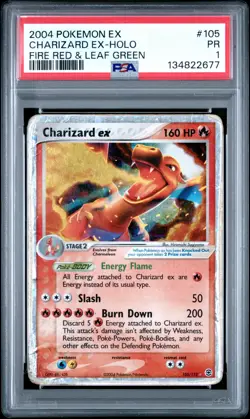 2004 POKEMON EX FIRE RED & LEAF GREEN #105 CHARIZARD EX-HOLO PSA 1 - Image 1