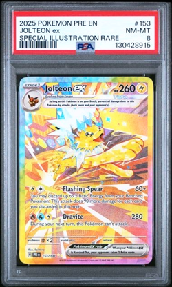 2025 Pokemon Jolteon ex 153/131 Prismatic Evolutions Illustration Rare PSA 8 153 - Image 1