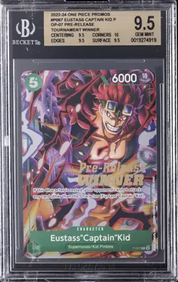 2022 ONE PIECE PRE-RELEASE TOURNAMENT WINNER #P067 EUSTASS CAPTAIN KID P BGS 9.5 - Image 1