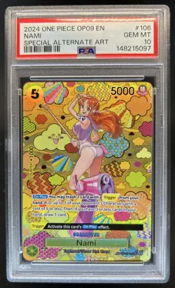 2024 One Piece Emperors in the New World Nami Special Alt Art #OP08-106 PSA 10 - Image 1