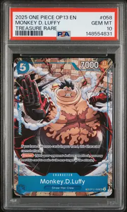 2025 ONE PIECE OP13-CARRYING ON HIS WILL TREASURE RARE MONKEY D. LUFFY PSA 10 - Image 1