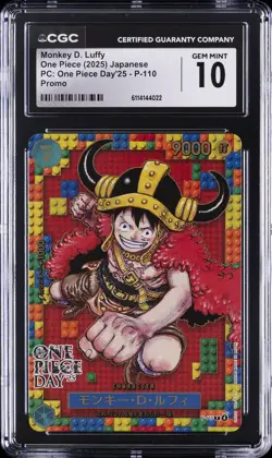 2025 ONE PIECE JPN PC: ONE PIECE DAY'25 PROMO MONKEY D. LUFFY CGC 10 GEM MINT - Image 1