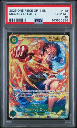 2025 ONE PIECE OP13-CARRYING ON HIS WILL #118 MONKEY D. LUFFY PSA 10 - Image 1