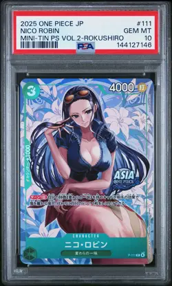 2025 ONE PIECE JPN MINI-TIN PACK SET VOL.2 KOUSHI ROKUSHIRO NICO ROBIN PSA 10 - Image 1