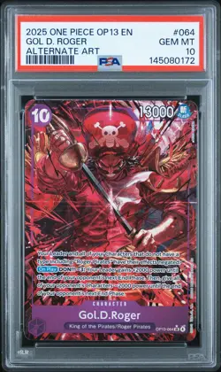 2025 ONE PIECE OP13-CARRYING ON HIS WILL ALTERNATE ART #064 GOL D. ROGER PSA 10 - Image 1