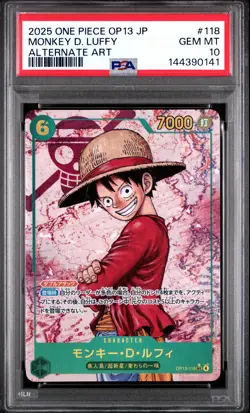 2025 ONE PIECE JPN OP13-CARRYING ON HIS WILL ALT ART #118 MONKEY D. LUFFY PSA 10 - Image 1