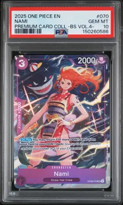 2025 ONE PIECE PREMIUM COLLECTION BEST SELECTION VOL.4 #070 'GENGAR' NAMI PSA 10 - Image 1
