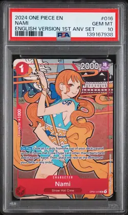 2024 One Piece Nami English 1st Anniversary Set OP01-016 PSA 10 - Image 1
