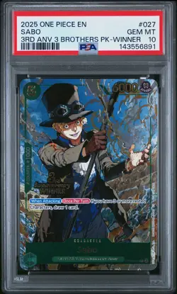 2025 ONE PIECE 3RD ANNIVERSARY TOURNAMENT 3 BROTHERS PACK WINNER SABO PSA 10 - Image 1