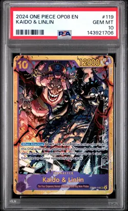 2024 ONE PIECE OP08-TWO LEGENDS #119 KAIDO & LINLIN PSA 10 - Image 1