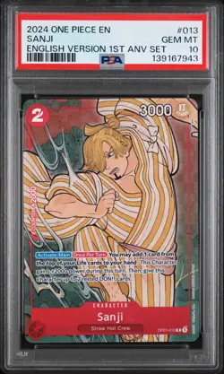 2024 One Piece Sanji English 1st Anniversary Set OP01-013 PSA 10 - Image 1