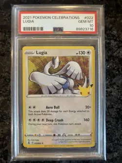 Pokemon TCG Lugia Celebrations Holo Rare Card 022/025 PSA10 - Image 1