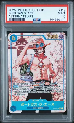 2025 ONE PIECE JPN OP13-CARRYING ON HIS WILL ALTERNATE ART PORTGAS D. ACE PSA 9 - Image 1