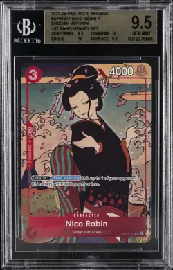 2022 ONE PIECE PROMOS ENGLISH VERSION 1ST ANNIVERSARY SET NICO ROBIN P BGS 9.5 - Image 1