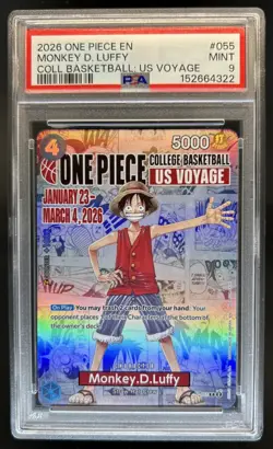 2026 One Piece X College Basketball US Voyage Monkey D Luffy #P-055 PSA 9 - Image 1