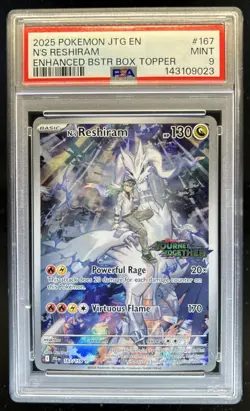 2025 Pokemon N's Reshiram Promo Cards EBD Box Topper #167/159 PSA 9 - Image 1