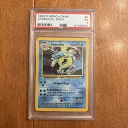 1999 Holo Rare Gyarados 6/102 Holo Swirl Base Set Pokemon Card TCG PSA 5 - Image 1