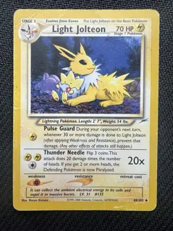 Pokemon TCG Light Jolteon Neo Destiny Card 48/105 Unlimited Uncommon damaged - Image 1