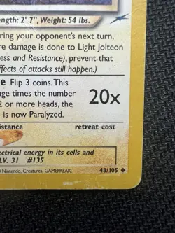 Pokemon TCG Light Jolteon Neo Destiny Card 48/105 Unlimited Uncommon damaged - Image 4