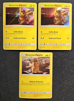 2019 Pokemon Sun & Moon Detective Pikachu Holo Black Star Promo Lot (3 Cards) - Image 1