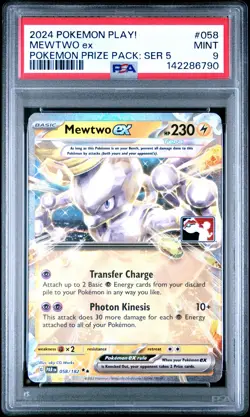 2024 POKEMON PLAY! POKEMON PRIZE PACK: SERIES 5 #058 MEWTWO EX PSA 9 - Image 1