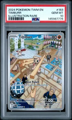 2024 POKEMON TWM EN-TWILIGHT MASQUERADE ILLUSTRATION RARE #183 TIMBURR PSA 10 - Image 1
