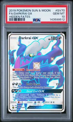 2019 POKEMON SUN & MOON HIDDEN FATES #SV70 FULL ART/DARKRAI GX PSA 10 - Image 1