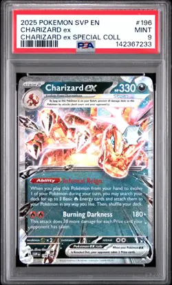 2025 POKEMON SVP EN-SV BLACK STAR PROMO #196 CHARIZARD EX PSA 9 - Image 1