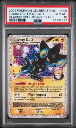 2021 POKEMON CELEBRATIONS CLASSIC COLLECTION #109 LUXRAY GL LV.X-HOLO PSA 10 - Image 1