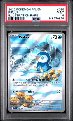 2025 POKEMON PFL EN-PHANTASMAL FLAMES ILLUSTRATION RARE #098 PIPLUP PSA 9 - Image 1