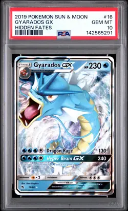 2019 POKEMON SUN & MOON HIDDEN FATES #16 GYARADOS GX PSA 10 - Image 1