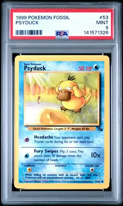 1999 POKEMON FOSSIL #53 PSYDUCK PSA 9 - Image 1