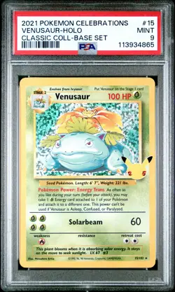 Venusaur Holo 15 Celebrations Classic Collection Pokemon PSA 9 *865 - Image 1