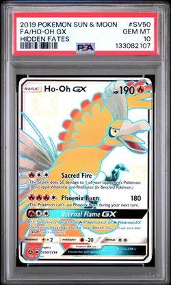 2019 POKEMON SUN & MOON HIDDEN FATES #SV50 FULL ART/HO-OH GX PSA 10 - Image 1