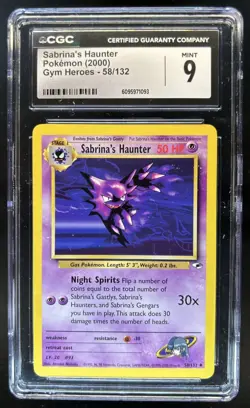2000 Pokemon Gym Heroes Sabrina's Haunter #58/132 CGC 9 - Image 1