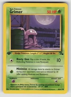Grimer 48/62 Common Fossil Pokemon 1st Edition LP - Image 1