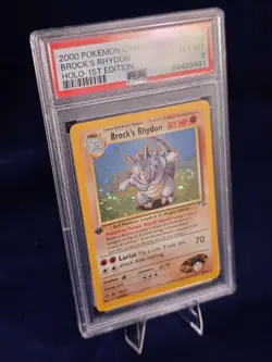 2000 Pokemon Gym Heroes Holo 1st Edition Brock’s Rhydon #2 - with SWIRL - PSA 8 - Image 2