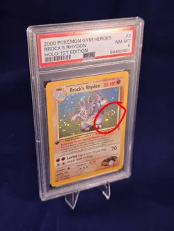 2000 Pokemon Gym Heroes Holo 1st Edition Brock’s Rhydon #2 - with SWIRL - PSA 8 - Image 3
