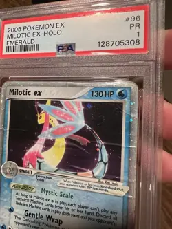 SWIRL PSA 1 PR 2005 Pokemon EX Emerald Milotic EX Holo Foil Rare 96/106 SHINY - Image 3