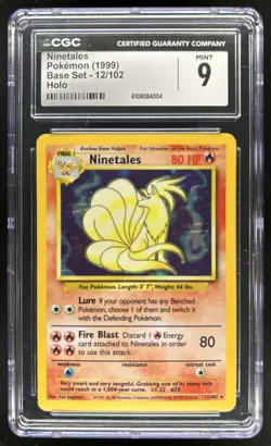 1999 Pokemon Unlimited Ninetales Rare Holo #12/102 CGC 9 - Image 1