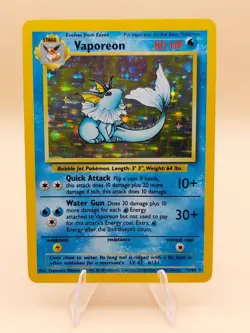 Vaporeon (No Symbol) Holo Rare Jungle 12/64 Pokemon Card - WOTC 1999 - Image 1