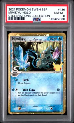 2021 POKEMON SWSH PROMO CELEBRATIONS COLLECTION #136 MIMIKYU-HOLO PSA 8 - Image 1