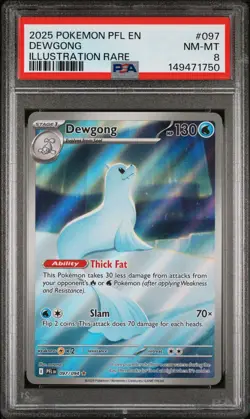 2025 POKEMON PFL EN-PHANTASMAL FLAMES ILLUSTRATION RARE #097 DEWGONG PSA 8 - Image 1