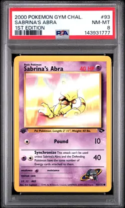 2000 POKEMON GYM CHALLENGE 1ST EDITION #93 SABRINA'S ABRA PSA 8 - Image 1
