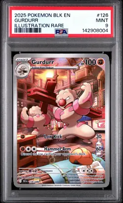2025 POKEMON BLK EN-BLACK BOLT ILLUSTRATION RARE #126 GURDURR PSA 9 - Image 1