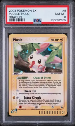 2003 POKEMON EX DRAGON #8 PLUSLE-HOLO PSA 8 - Image 1