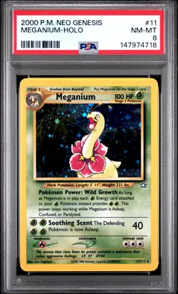 2000 POKEMON NEO GENESIS #11 MEGANIUM-HOLO PSA 8 - Image 1