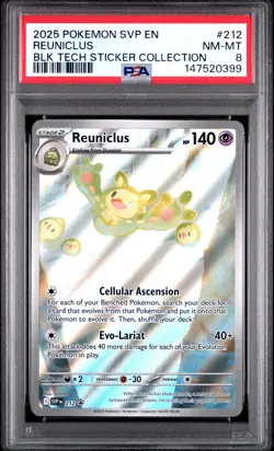 2025 POKEMON SVP PROMO BLACK BOLT TECH STICKER COLLECTION #212 REUNICLUS PSA 8 - Image 1