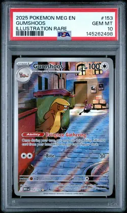 2025 POKEMON MEG EN-MEGA EVOLUTION ILLUSTRATION RARE #153 GUMSHOOS PSA 10 - Image 1